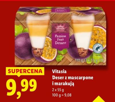 Deser Vitasia z mascarpone i marakują 2 x 55 g promocja w Lidl