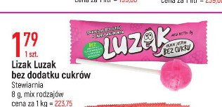Lizak malinowy bez cukru LUZAK promocja