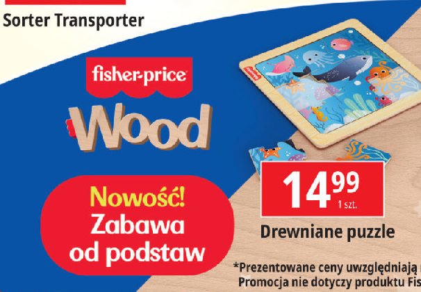 Puzzle drewniane Fisher-price promocja w Leclerc