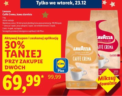 Kawa ziarnista Caffè Crema 1 kg, różne rodzaje promocja w Lidl