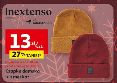 Czapka damska lub męska Inextenso promocja w Auchan