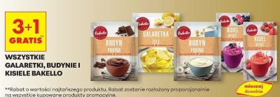 Wszystkie galaretki budynie i kisiele Bakello 3+1 GRATIS promocja w Biedronka