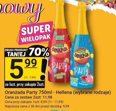 Oranżada Party 750ml - Hellena (wybrane rodzaje) promocja w Hitpol