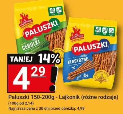 Paluszki 150-200g - Lajkonik (różne rodzaje) promocja w Hitpol