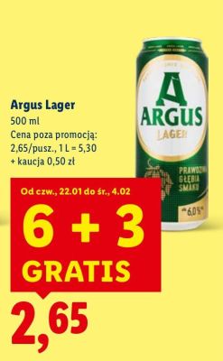 Piwo Argus Lager promocja w Lidl