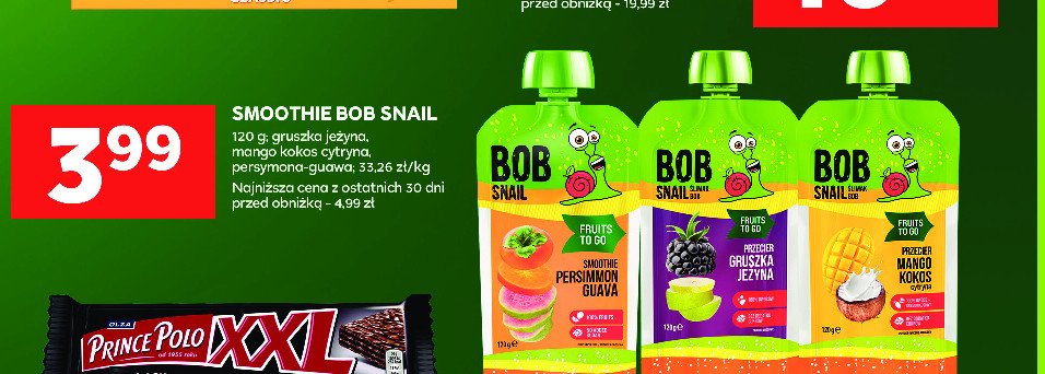 Smoothie bez cukru persymona - guawa Bob snail promocja