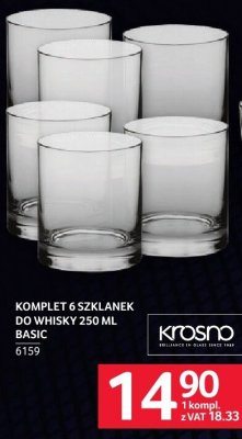 Komplet 6 szklanek do whisky 250 ml Basic Krosno promocja w Selgros