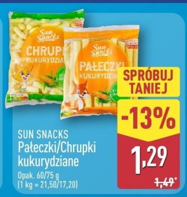 Pałeczki/Chrupki kukurydziane SUN SNACKS promocja w Aldi