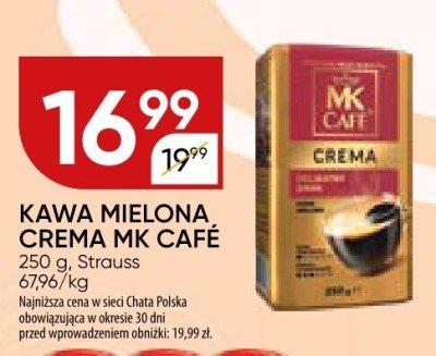 Kawa mielona Crema MK Café Strauss promocja w Chata Polska