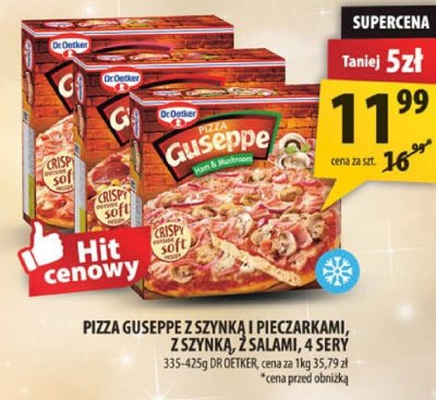 Pizza Pizza Guseppe z szynką i pieczarkami, z salami, z serem, 4 sery 335-425g promocja w Arhelan