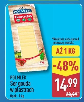 Ser gouda w plastrach POLMLEK promocja w Aldi