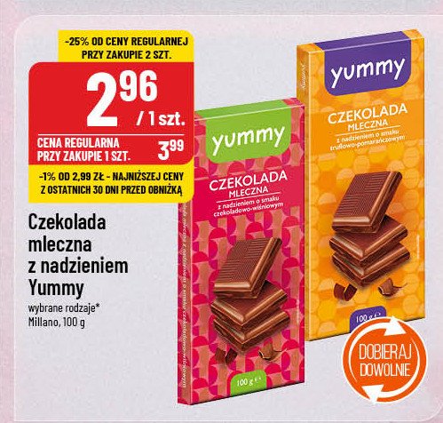 Czekolada z nadzieniem czekoladowo-wiśniowym YUMMY promocja w POLOmarket