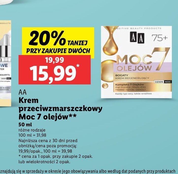 Bogaty krem regenerujący Aa moc 7 olejków promocja