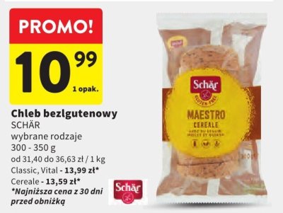 Chleb bezglutenowy SCHAR wybrane rodzaje 300-350g promocja w Intermarche