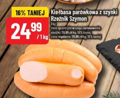 Kiełbasa parówkowa z szynki Rzeźnik Szymon promocja w POLOmarket