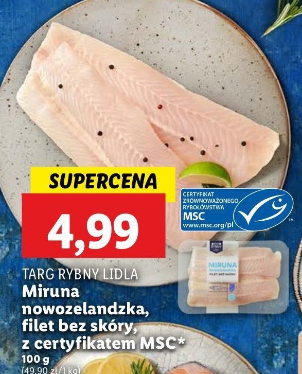 Miruna nowozelandzka filet bez skóry Rybny targ lidla promocja