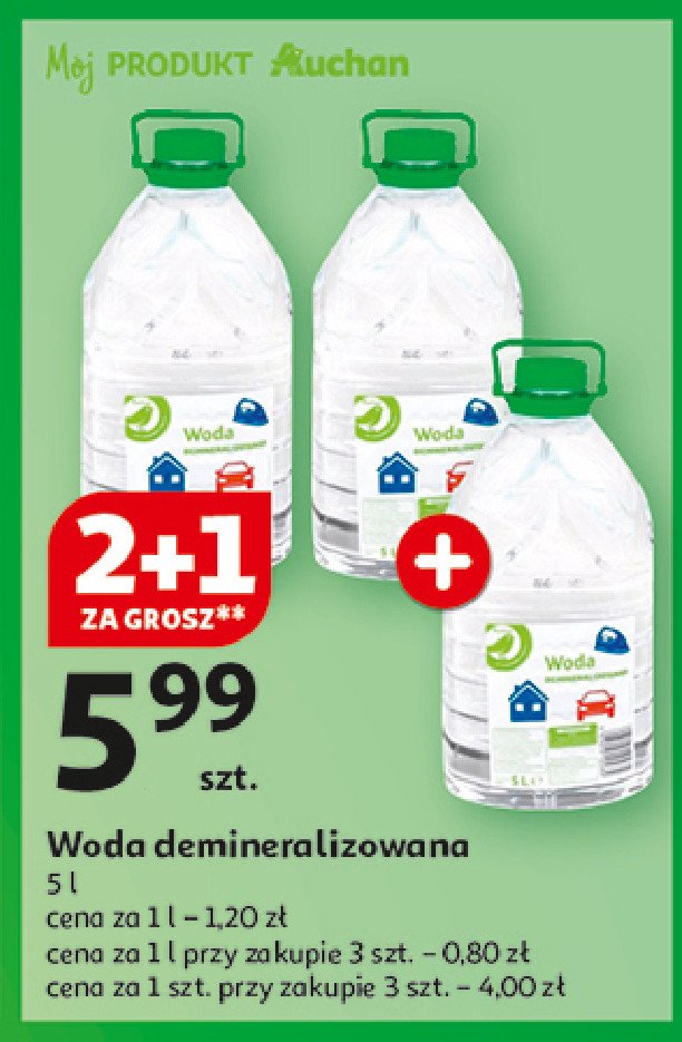 Woda demineralizowana Auchan różnorodne (logo czerwone) promocja