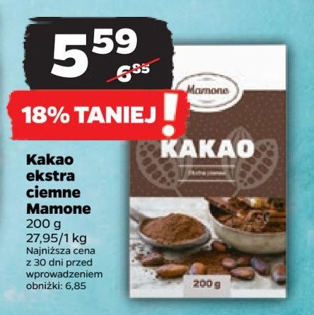 Kakao naturalne Mamone promocja