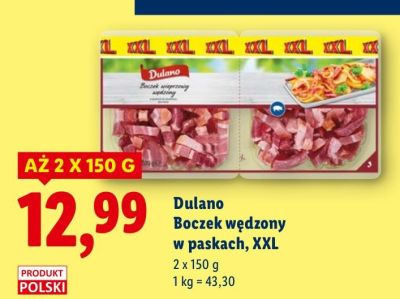 Boczek wędzony w paskach Dulano XXL promocja w Lidl