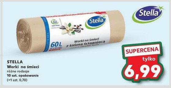 Worki na śmieci z taśmą ściągającą ekologiczne 60 l Stella promocja