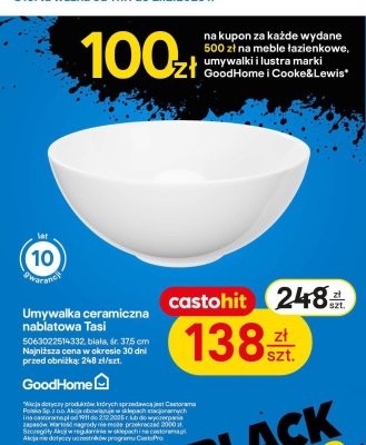 Umywalka ceramiczna nablatowa Tasi promocja w Castorama