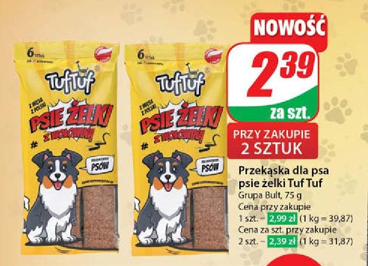 Psie żelki z wołowiną Tuf tuf promocja w Dino