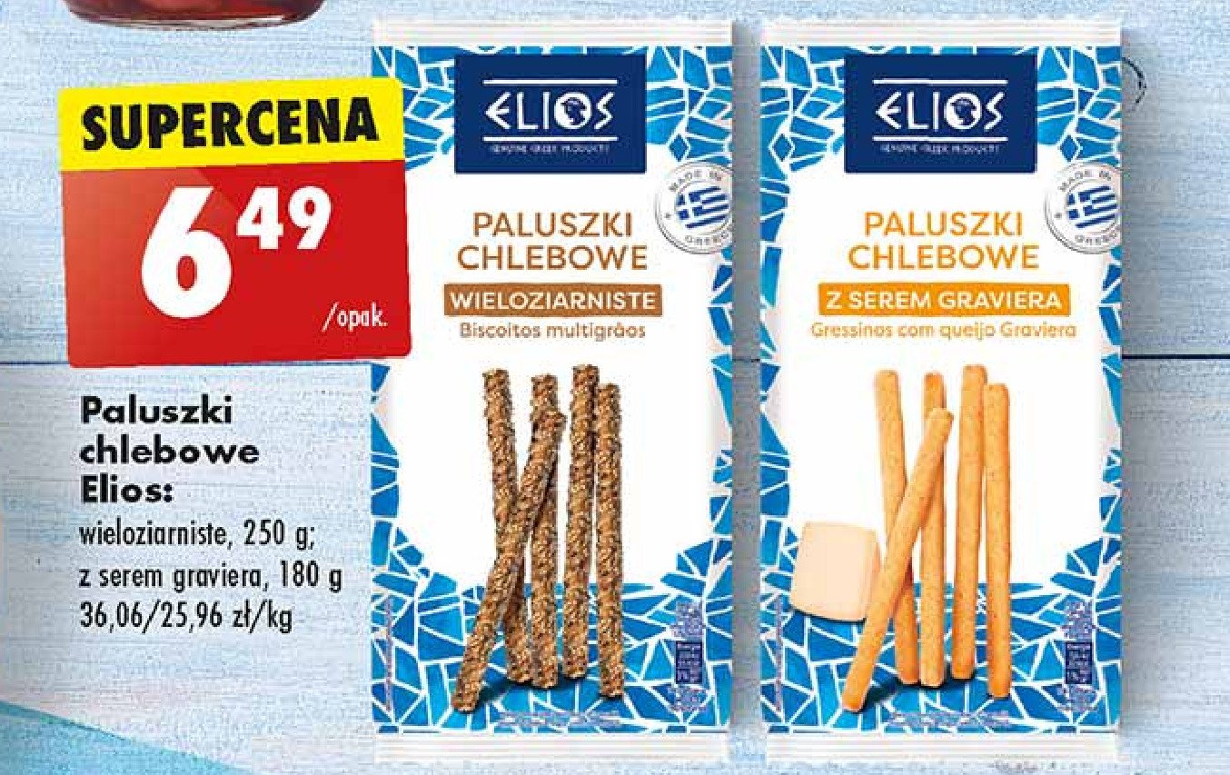 Paluszki chlebowe z serem graviera Elios promocja