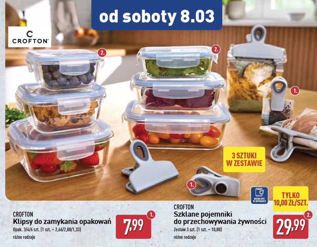 Pojemniki szklane Crofton promocja w Aldi