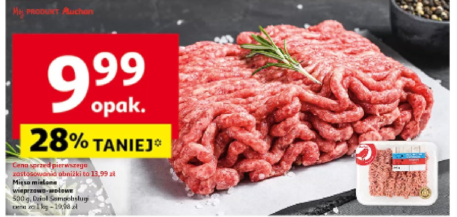 Mięso mielone wieprzowo-wołowe Auchan promocja w Auchan