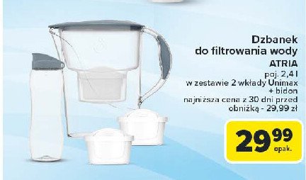 Zestaw dzbanek filtrujący atria 2.4 l grafitowy + wkład standard classic 2 szt Dafi promocja w Carrefour Market