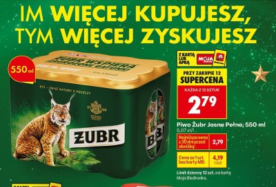 Piwo Żubr Jasne Pełne, 550 ml promocja w Biedronka