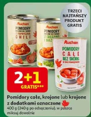 Pomidory całe, krojone lub krojone z dodatkami oznaczonymi Auchan promocja w Auchan