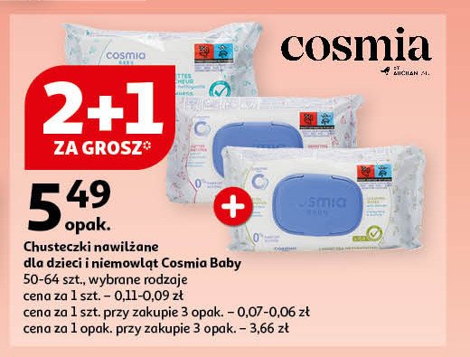 Chusteczki odświeżające Cosmia promocja