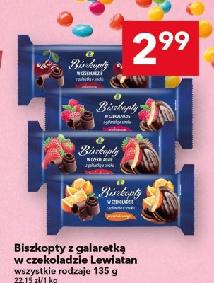Biszkopty z galaretką w czekoladzie Lewiatan wszystkie rodzaje 135g promocja w LEWIATAN