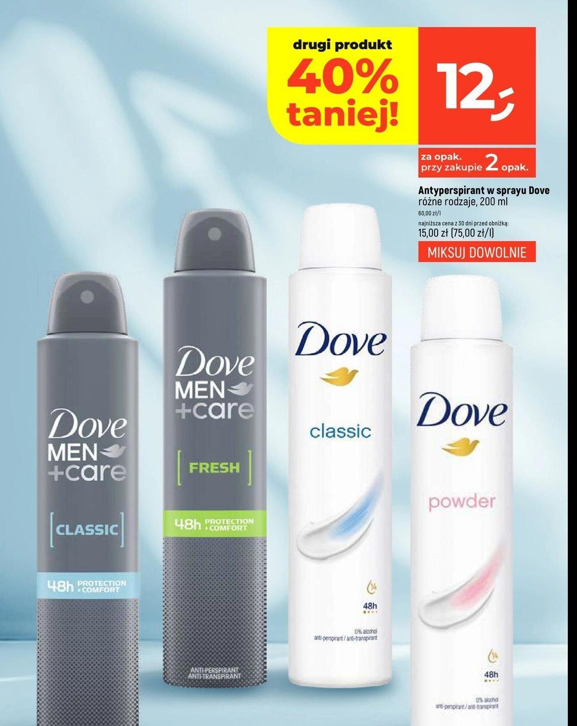 Dezodorant fresh Dove men+care promocja w Dealz