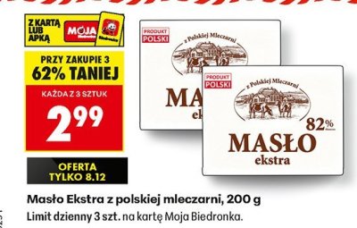 Masło Ekstra z polskiej mleczarni, 200 g promocja w Biedronka