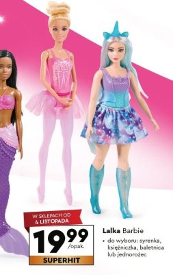 Lalka Barbie syrenka, księżniczka, baletnica lub jednorożec promocja w Biedronka