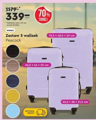 Zestaw 3 walizek Wings Peacock promocja w Biedronka