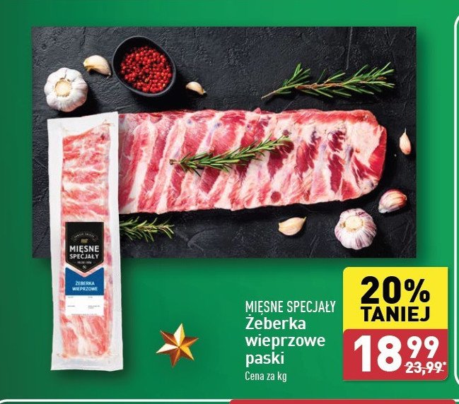 Żeberka wieprzowe ekstra mięsne Mięsne specjały zawsze świeże (aldi) promocja w Aldi