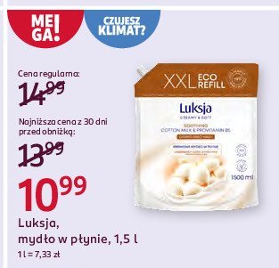 Myd艂o w p艂ynie cotton milk & provitamin b5 Luksja creamy & soft promocja