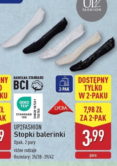 Skarpetki balerinki 39/42 Up2fashion promocja w Aldi
