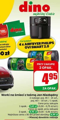 Worki na śmieci z taśmą Jan Niezbędny poj. 60l promocja w Dino