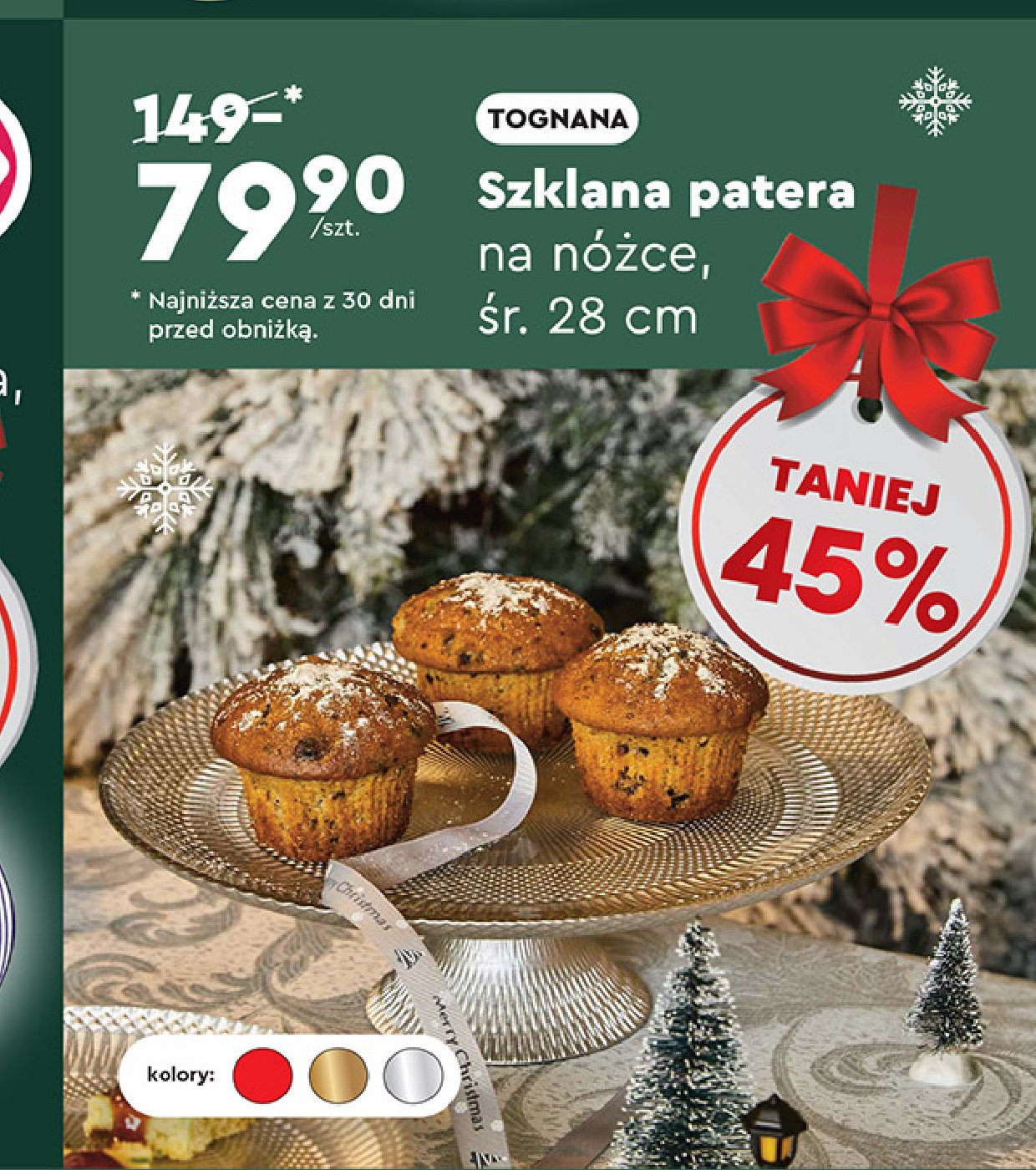 Patera szklana 28 cm Tognana promocja w Biedronka