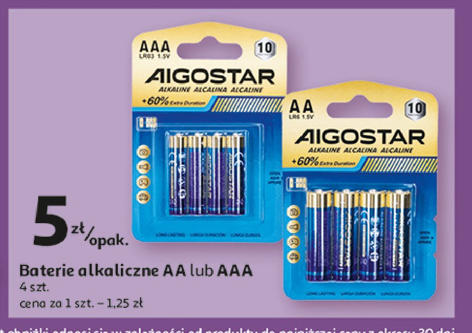 Baterie aa Aigostar promocja w Auchan