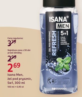 Żel pod prysznic Isana Men, 5w1, 300 ml promocja w Rossmann