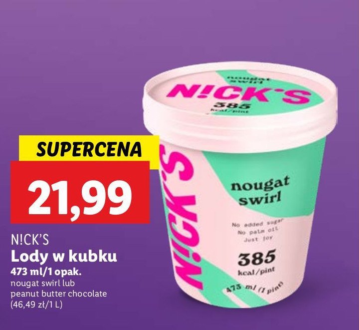 Lody peanut butter chocolate Nick's promocja