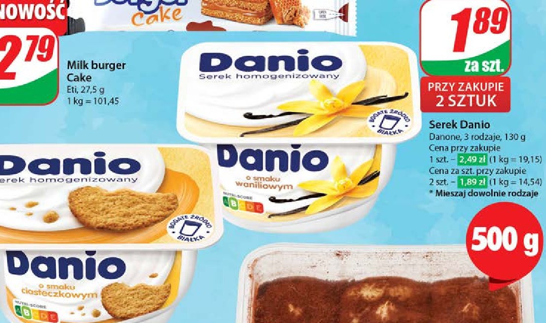 Serek ciasteczkowy Danone danio promocja w Dino
