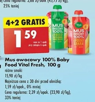 Mus jabłko-banan-morela Vital fresh promocja