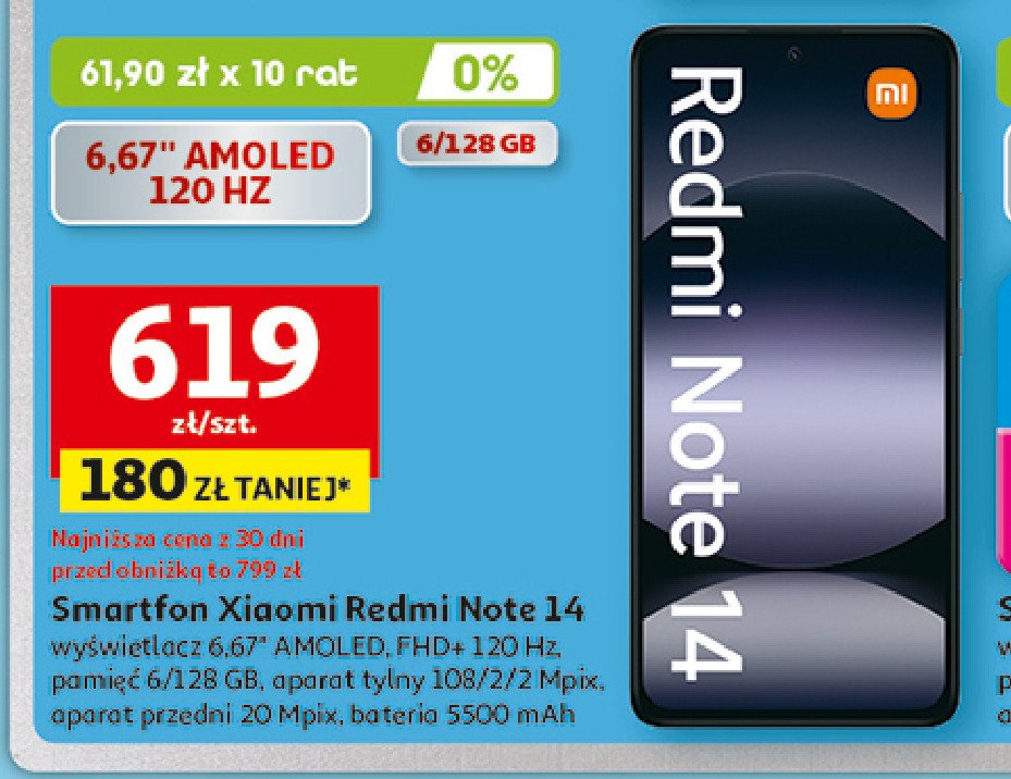 Smartfon redmi note 14 Xiaomi promocja w Auchan