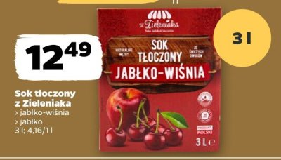 Sok tłoczony z Zieleniaka jabłko-wiśnia jabłka promocja w Netto